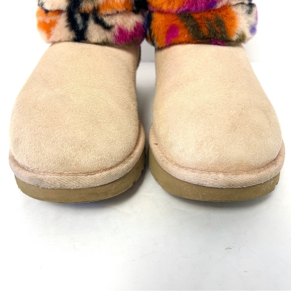 UGG Fluff Mini Quilted Motlee Boots Shoe Suede Sheepskin Pink Size EU 38 US 7 - Picture 6 of 16
